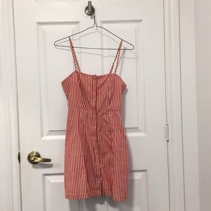 Red and white striped dress